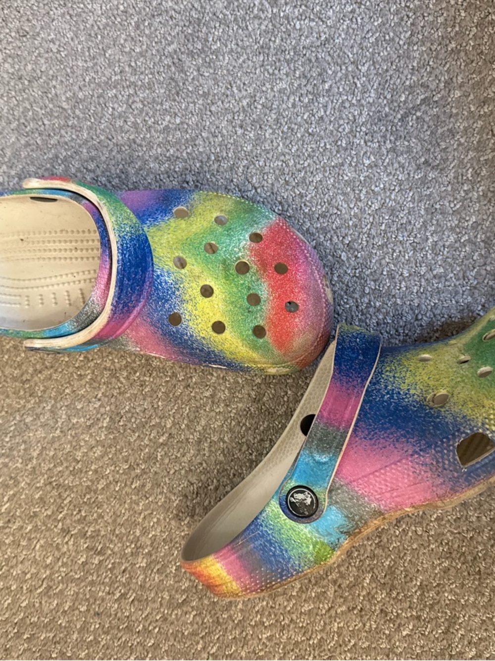 CROCS Rainbow Glitter Classic Clog - Pink, Blue, Green, Yellow - Picture 2 of 3